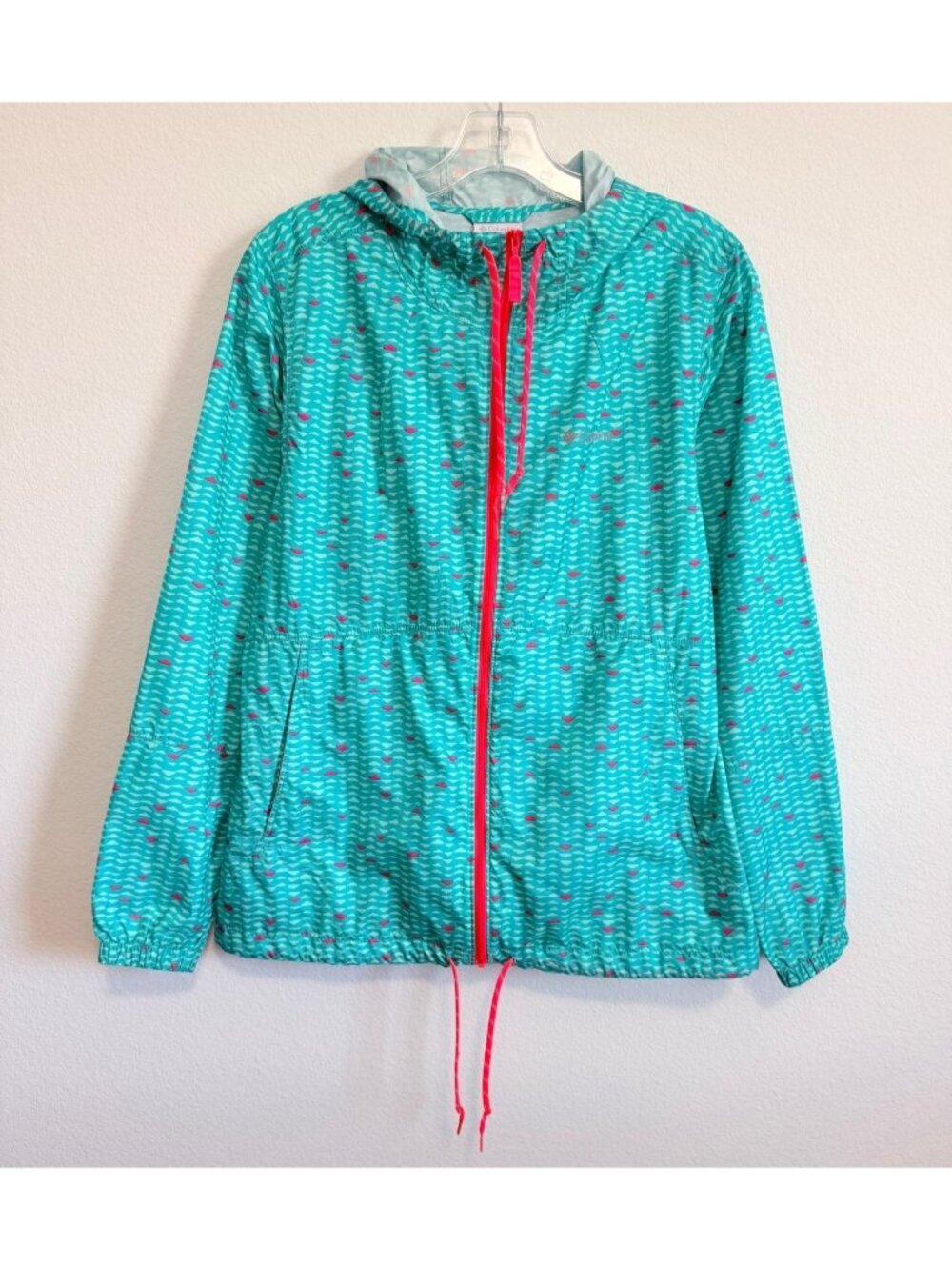 Columbia Long Sleeve Hooded Zip Up Geo Windbreaker Jacket Women's Size M